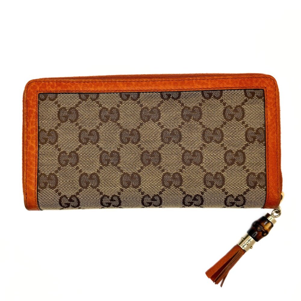 Gucci Monogram Bamboo Tassel Zip Around Wallet